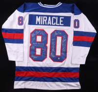 1980 "Miracle On Ice" Jersey Signed by (18) with Mike Eruzione, Neal Broten, Jim Craig, Dave Silk Inscribed "Do You Believe In Miracles?" (Beckett) at PristineAuction.com