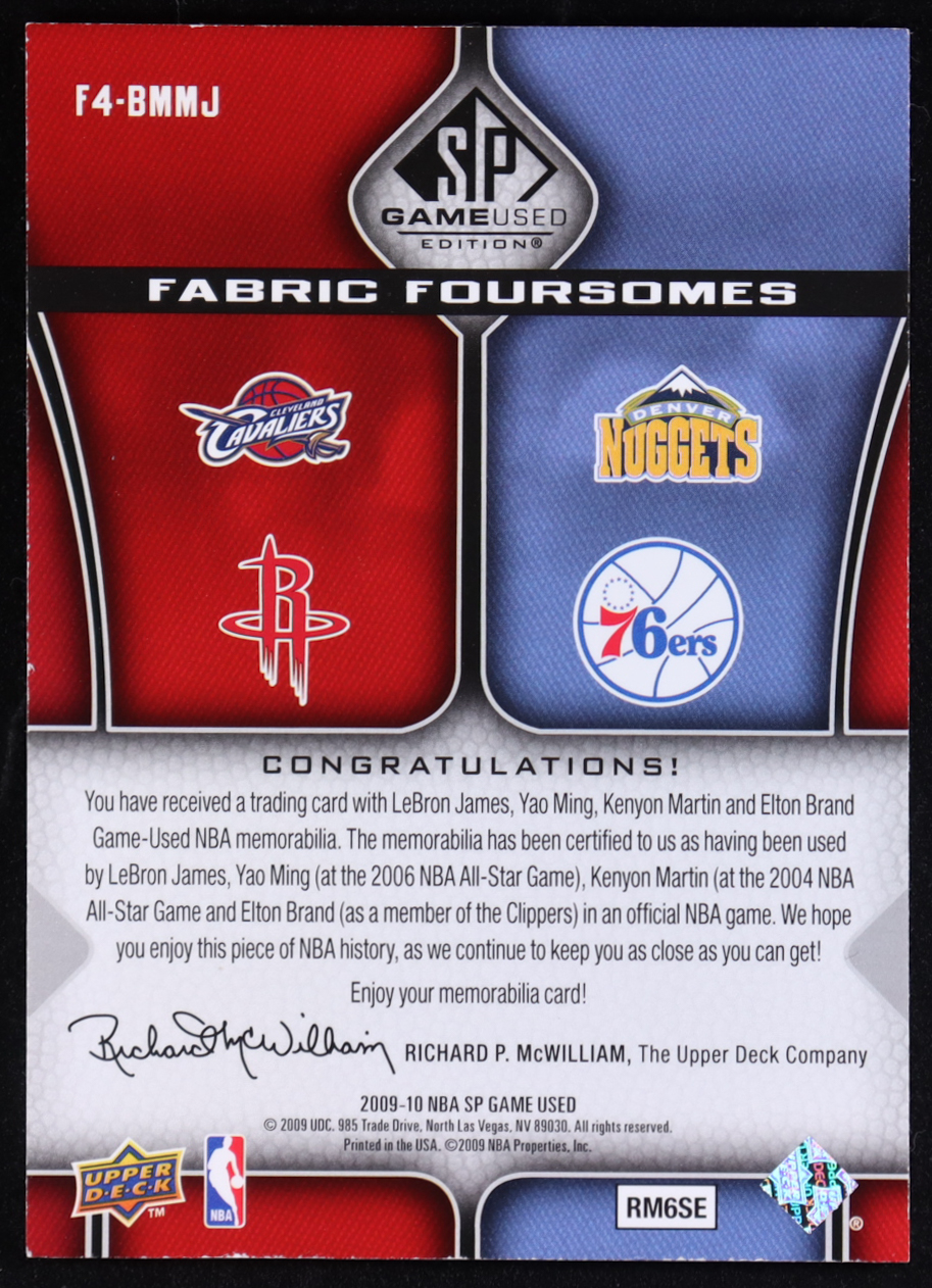 LeBron James / Yao Ming / Elton Brand / Kenyon Martin 2009-10 SP Game Used Fabric Foursomes #F4BMMJ #169/199 at PristineAuction.com LeBron James / Yao Ming / Elton Brand / Kenyon Martin 2009-10 SP Game Used Fabric Foursomes #F4BMMJ #169/199 at PristineAuction.com