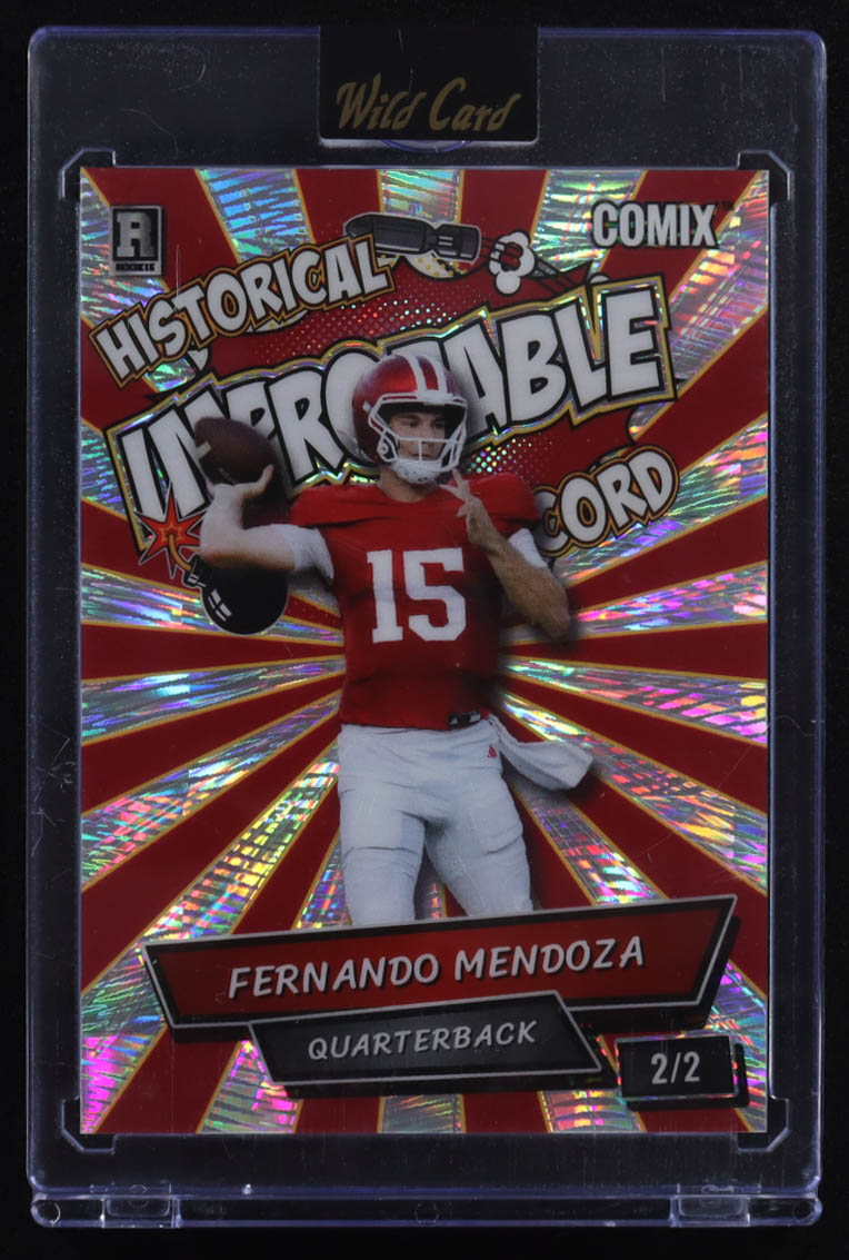 Fernando Mendoza 2025 Wild Card Comix Improbable Red Wave #ACIMFM02 #2/2 RC at PristineAuction.com Fernando Mendoza 2025 Wild Card Comix Improbable Red Wave #ACIMFM02 #2/2 RC at PristineAuction.com