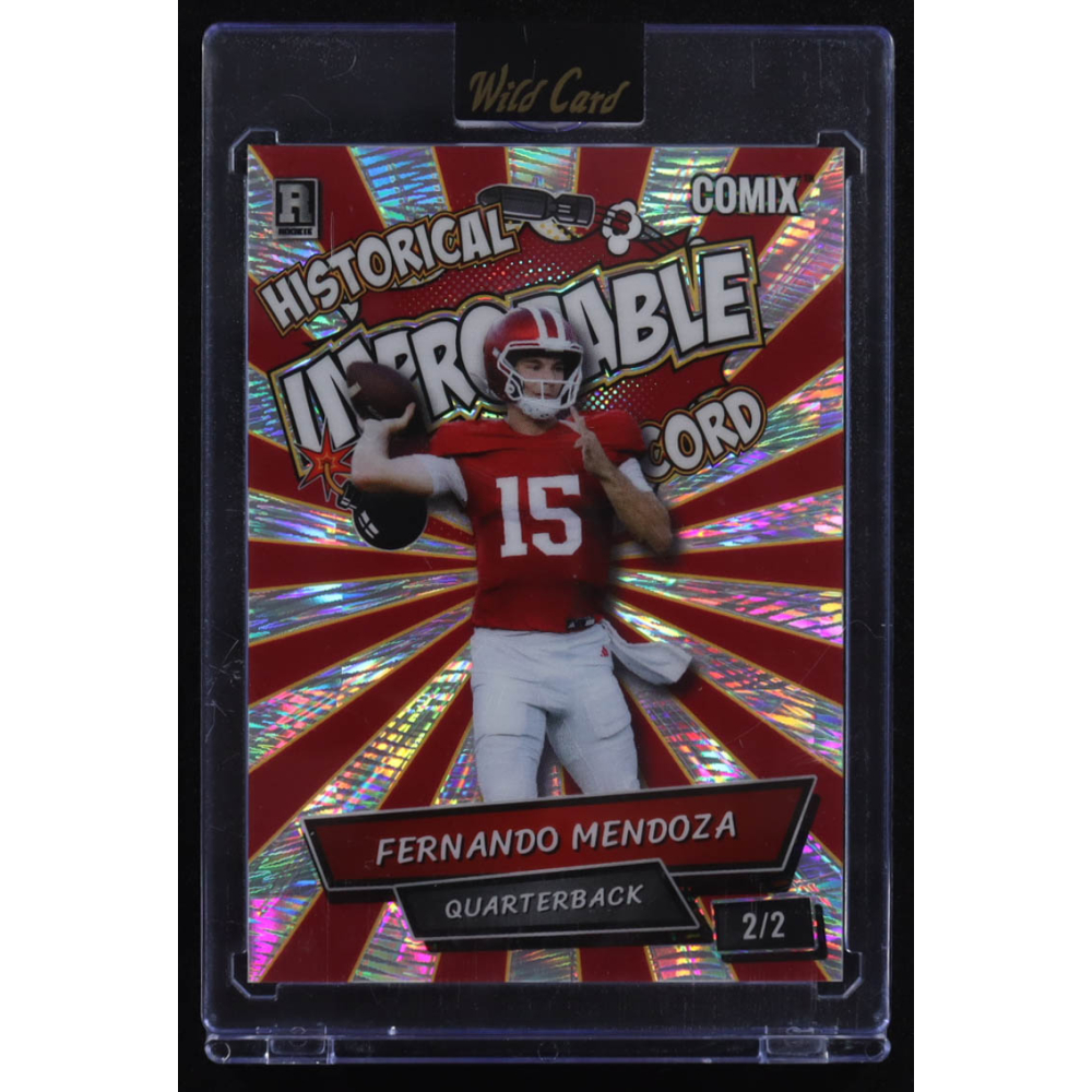 Fernando Mendoza 2025 Wild Card Comix Improbable Red Wave #ACIMFM02 #2/2 RC at PristineAuction.com