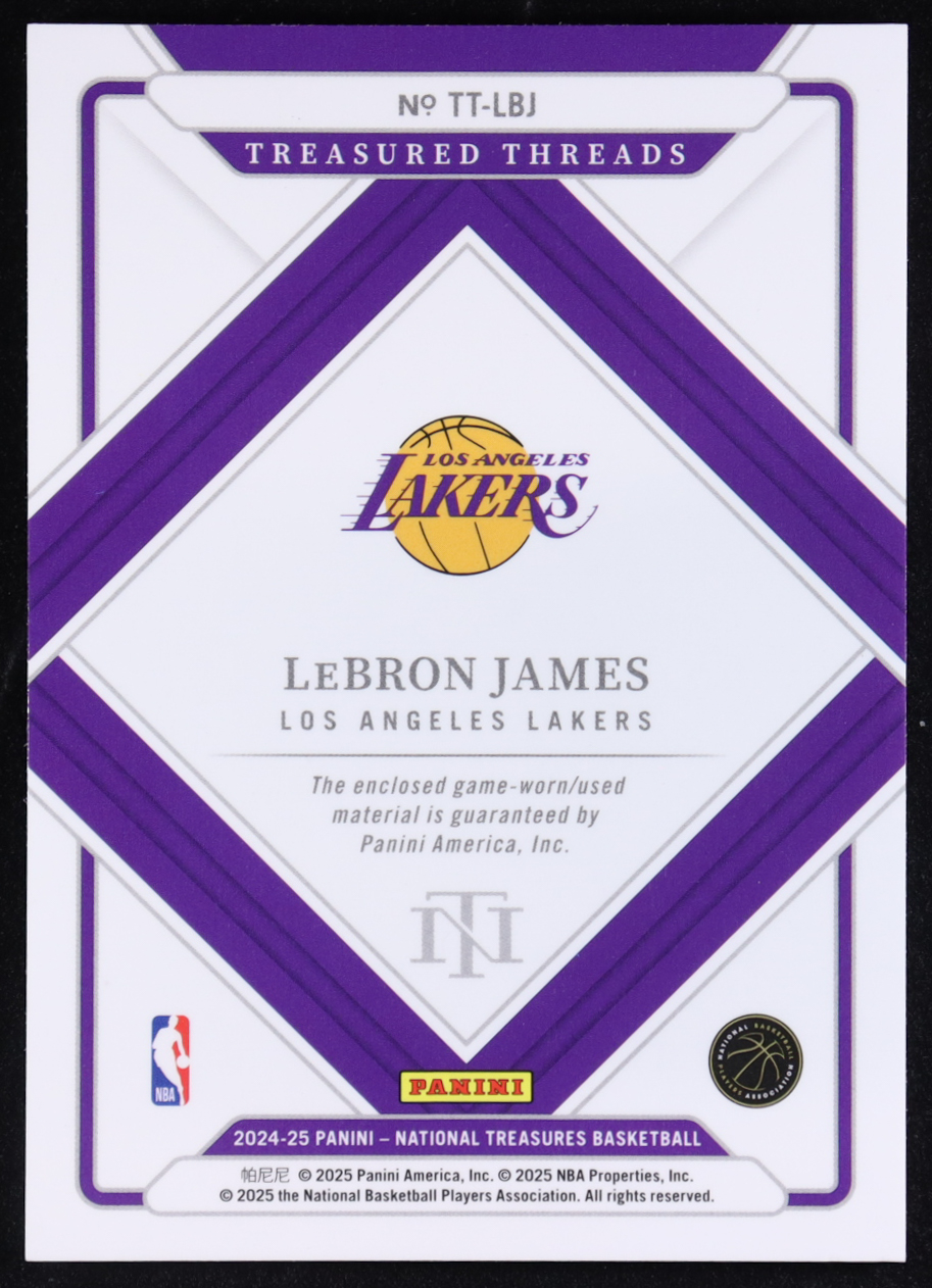 LeBron James 2024-25 Panini National Treasures Treasured Threads #30 #90/99 at PristineAuction.com LeBron James 2024-25 Panini National Treasures Treasured Threads #30 #90/99 at PristineAuction.com