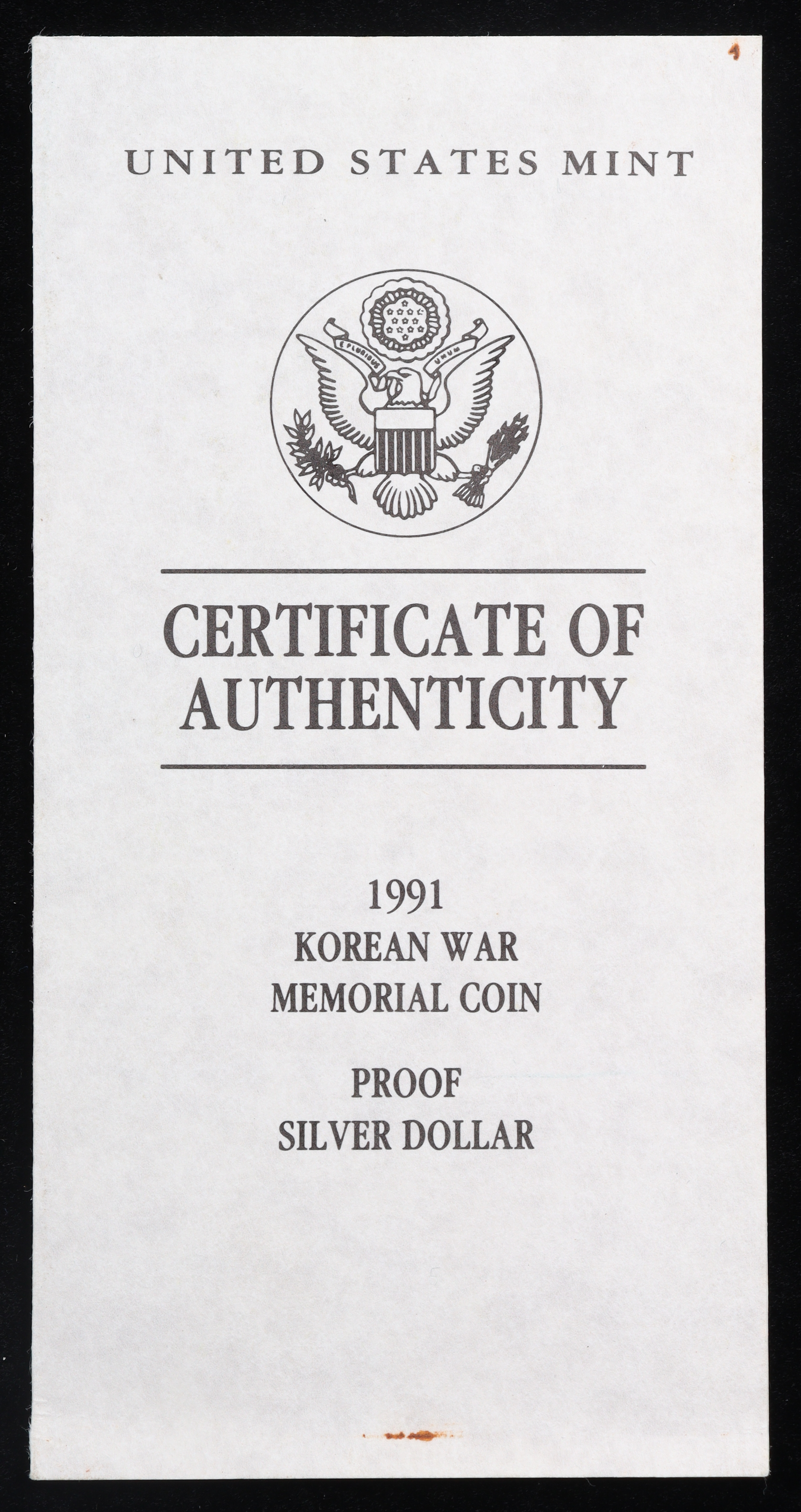 1991-P Proof United States Korean War Memorial Silver Dollar with Display Case at PristineAuction.com 1991-P Proof United States Korean War Memorial Silver Dollar with Display Case at PristineAuction.com