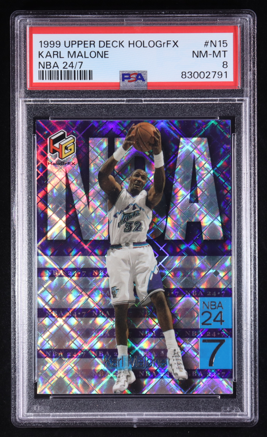 Karl Malone 1999-00 Upper Deck HoloGrFX NBA 24-7 #N15 (PSA 8) at PristineAuction.com Karl Malone 1999-00 Upper Deck HoloGrFX NBA 24-7 #N15 (PSA 8) at PristineAuction.com