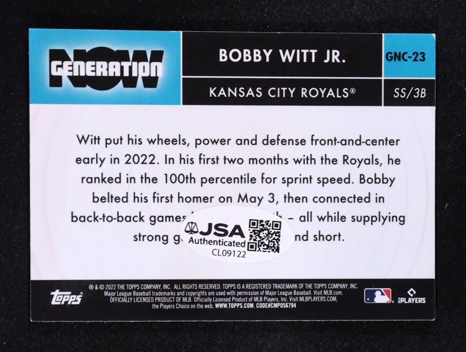 Bobby Witt Jr. Signed 2022 Topps Chrome Update Generation Now #GNC23 RC at PristineAuction.com Bobby Witt Jr. Signed 2022 Topps Chrome Update Generation Now #GNC23 RC at PristineAuction.com