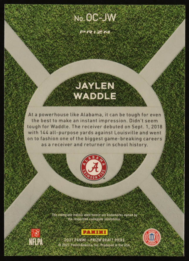 Jaylen Waddle 2021 Panini Prizm Draft Picks On Campus #5 RC at PristineAuction.com Jaylen Waddle 2021 Panini Prizm Draft Picks On Campus #5 RC at PristineAuction.com