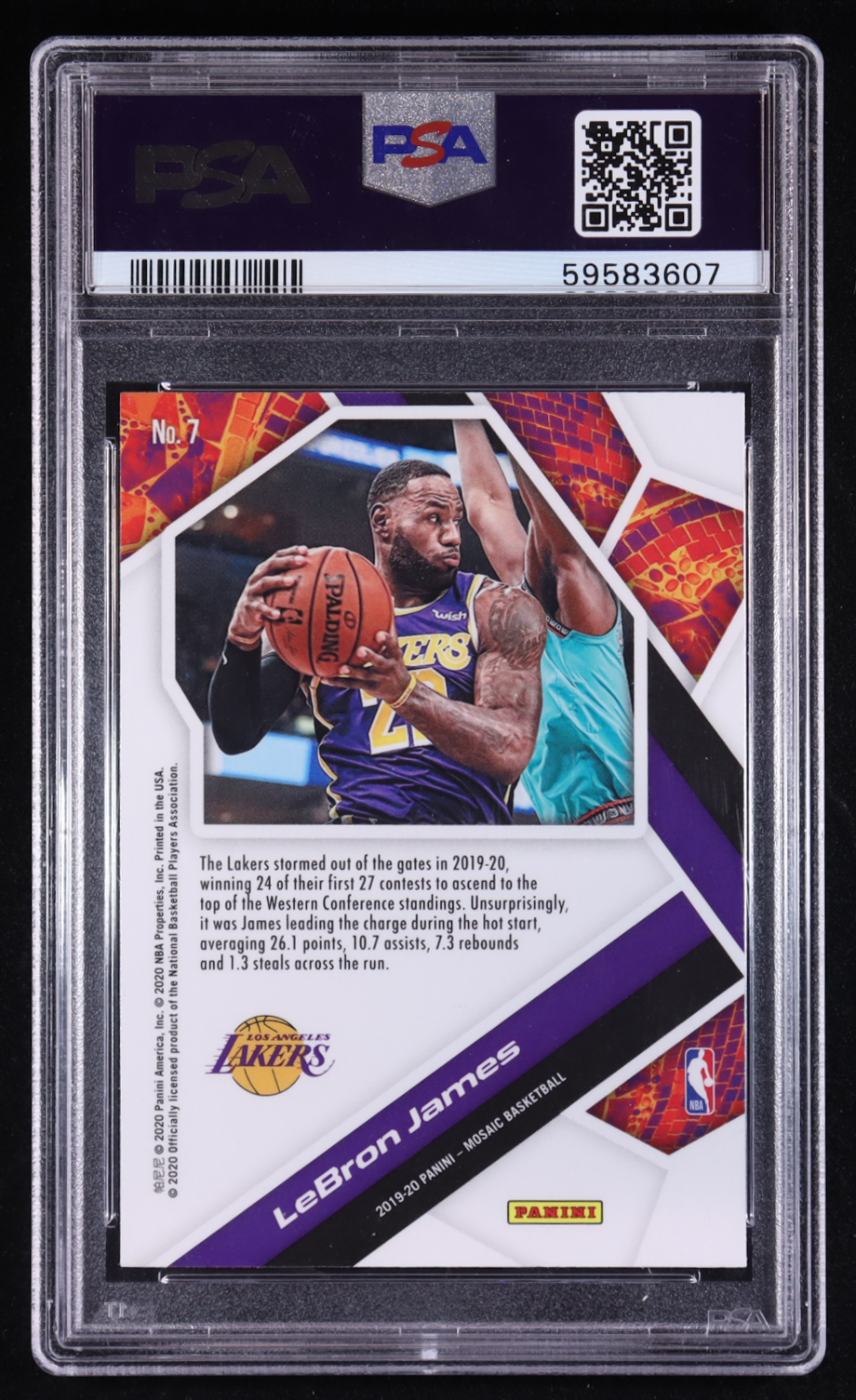 LeBron James 2019-20 Panini Mosaic Will to Win #7 (PSA 10) at PristineAuction.com LeBron James 2019-20 Panini Mosaic Will to Win #7 (PSA 10) at PristineAuction.com