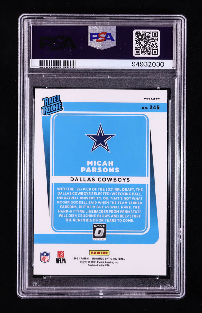 Micah Parsons 2021 Donruss Optic Blue Hyper #245 RR RC (PSA 9) at PristineAuction.com Micah Parsons 2021 Donruss Optic Blue Hyper #245 RR RC (PSA 9) at PristineAuction.com