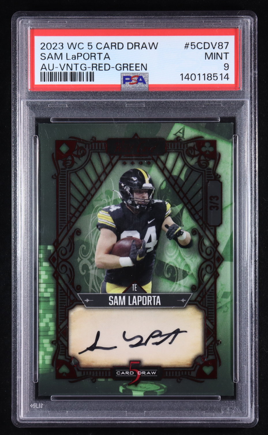 Sam LaPorta 2023 Wild Card 5 Card Draw Autographs Green #5CDM87 #3/3 at PristineAuction.com Sam LaPorta 2023 Wild Card 5 Card Draw Autographs Green #5CDM87 #3/3 at PristineAuction.com
