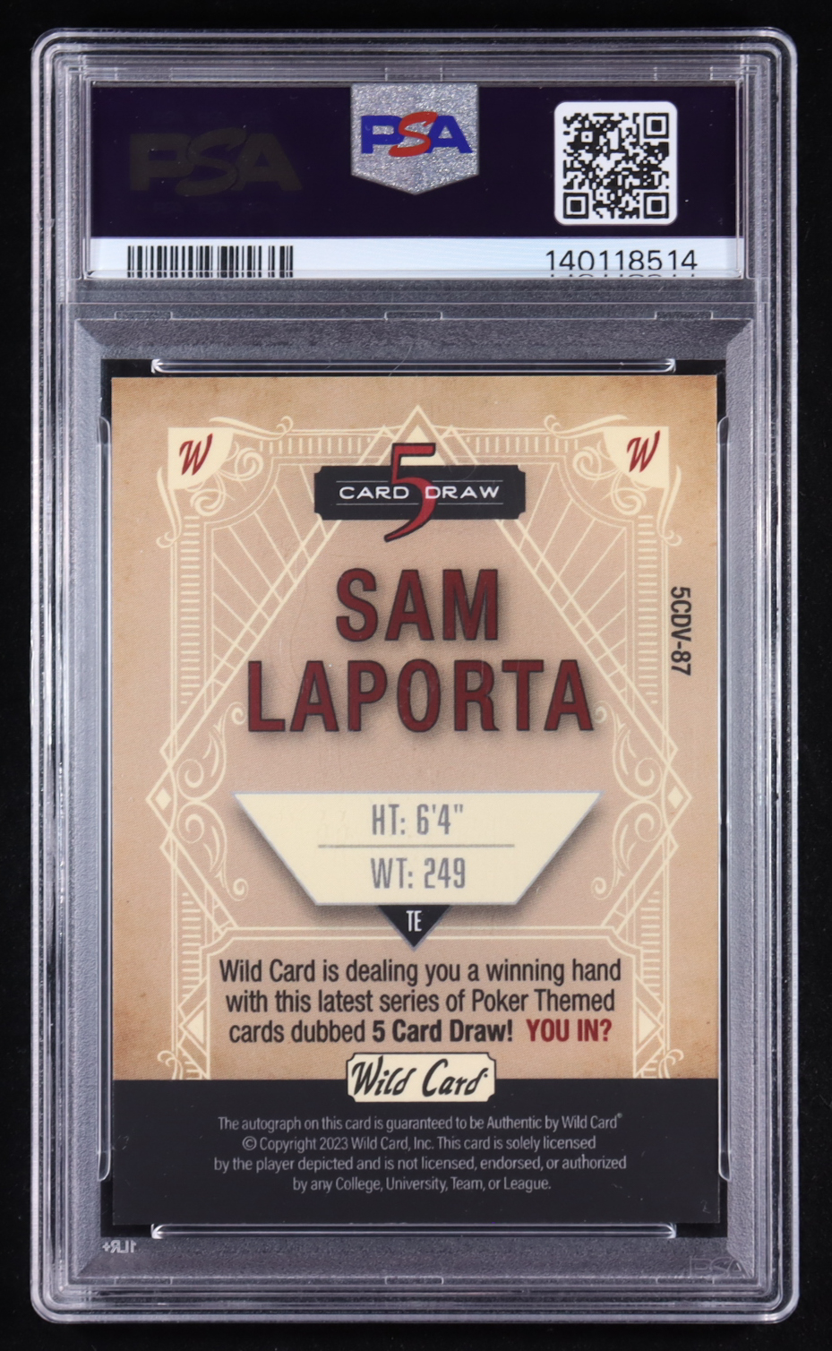 Sam LaPorta 2023 Wild Card 5 Card Draw Autographs Green #5CDM87 #3/3 at PristineAuction.com Sam LaPorta 2023 Wild Card 5 Card Draw Autographs Green #5CDM87 #3/3 at PristineAuction.com