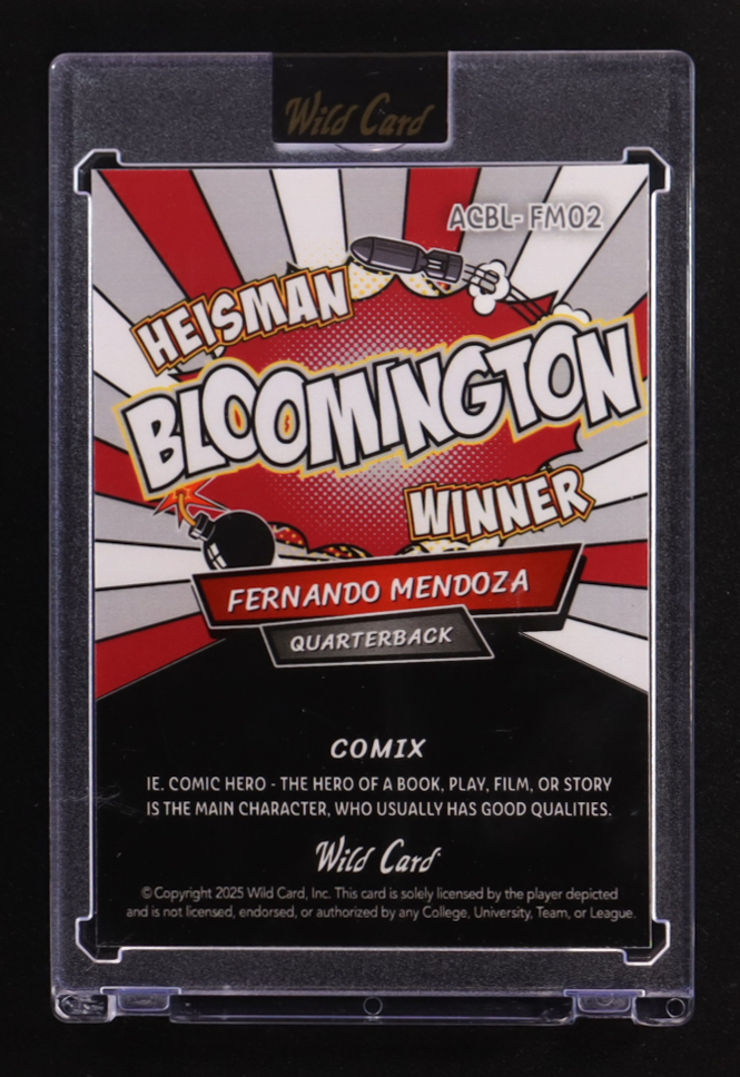 Fernando Mendoza 2025 Wild Card Comix Bloomington Heisman Winner Island #ACBL-FM02 #3/4 RC at PristineAuction.com Fernando Mendoza 2025 Wild Card Comix Bloomington Heisman Winner Island #ACBL-FM02 #3/4 RC at PristineAuction.com