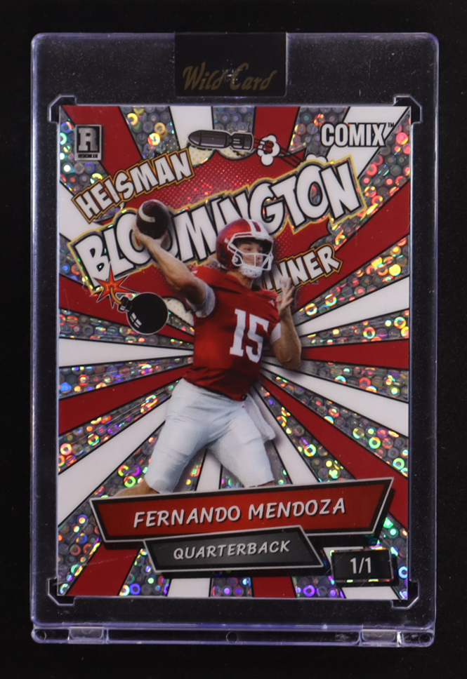 Fernando Mendoza 2025 Wild Card Comix Bloomington Heisman Winner Disco #ACBL-FM03 #1/1 RC at PristineAuction.com Fernando Mendoza 2025 Wild Card Comix Bloomington Heisman Winner Disco #ACBL-FM03 #1/1 RC at PristineAuction.com