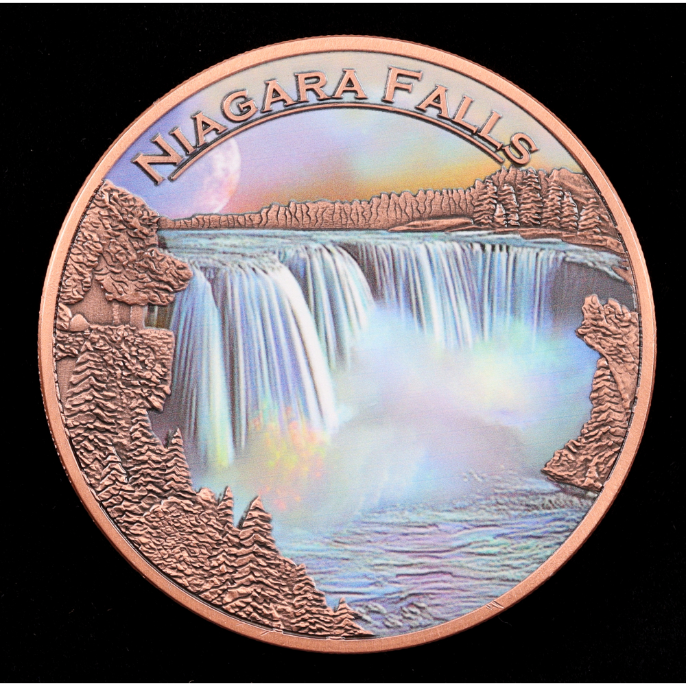 5 oz Fine Copper Colorized Round Natural Wonders- Niagara Falls at PristineAuction.com