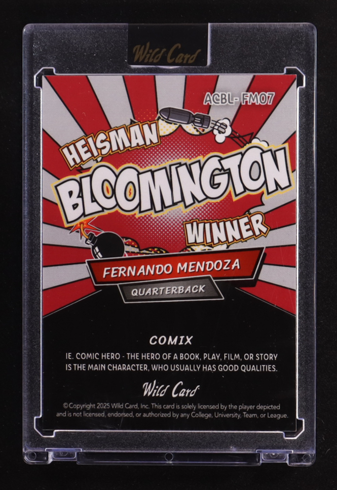 Fernando Mendoza 2025 Wild Card Comix Bloomington Heisman Winner Disco Ball #ACBL-FM07 #4/4 RC at PristineAuction.com Fernando Mendoza 2025 Wild Card Comix Bloomington Heisman Winner Disco Ball #ACBL-FM07 #4/4 RC at PristineAuction.com
