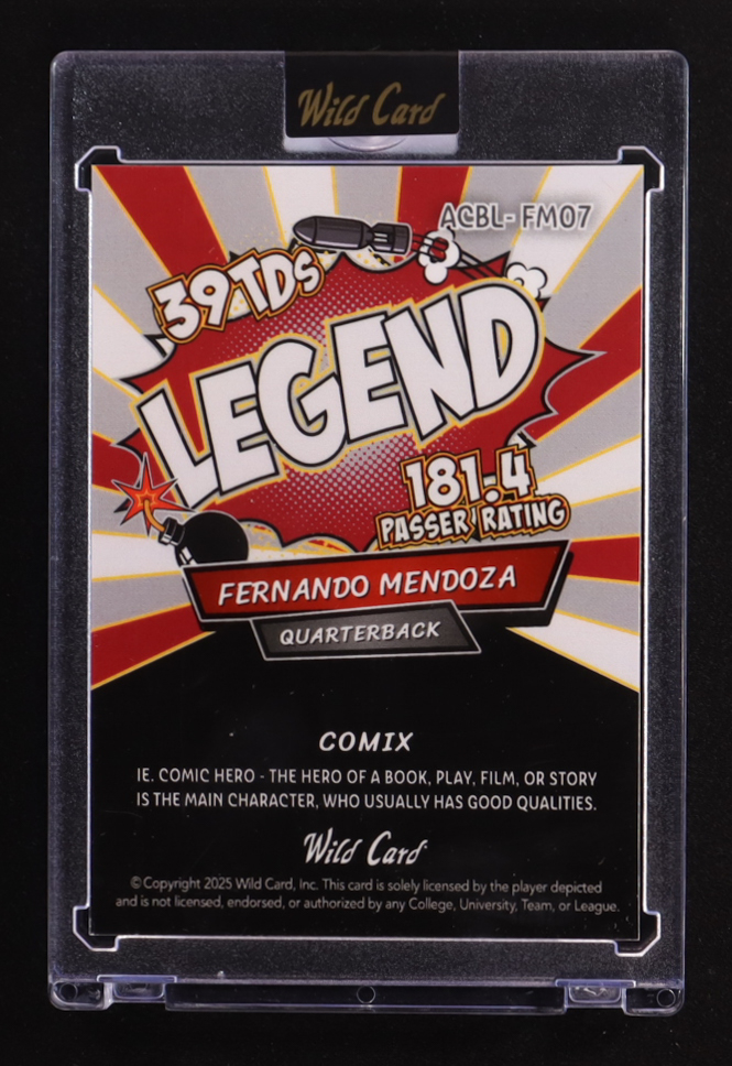 Fernando Mendoza 2025 Wild Card Comix Legend Island #ACBL-FM07 #4/4 RC at PristineAuction.com Fernando Mendoza 2025 Wild Card Comix Legend Island #ACBL-FM07 #4/4 RC at PristineAuction.com