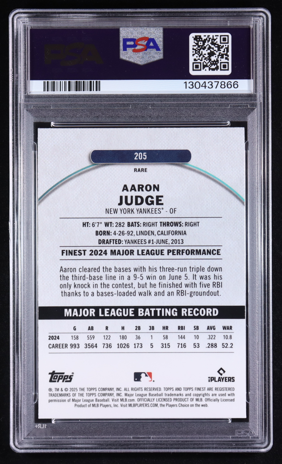 Aaron Judge 2025 Topps Finest Rare #205 (PSA 8) at PristineAuction.com Aaron Judge 2025 Topps Finest Rare #205 (PSA 8) at PristineAuction.com