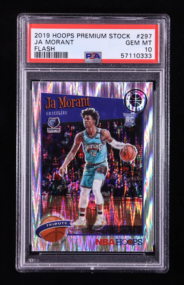 Ja Morant 2019-20 Hoops Premium Stock Prizms Flash #297 RC (PSA 10) at PristineAuction.com Ja Morant 2019-20 Hoops Premium Stock Prizms Flash #297 RC (PSA 10) at PristineAuction.com