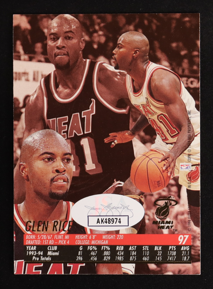 Glen Rice Signed 1994-95 Ultra #97 (JSA) at PristineAuction.com Glen Rice Signed 1994-95 Ultra #97 (JSA) at PristineAuction.com