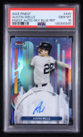 Austin Wells 2025 Topps Finest Sky Blue Refractor Auto #FA-AW #129/150 (PSA 10) at PristineAuction.com