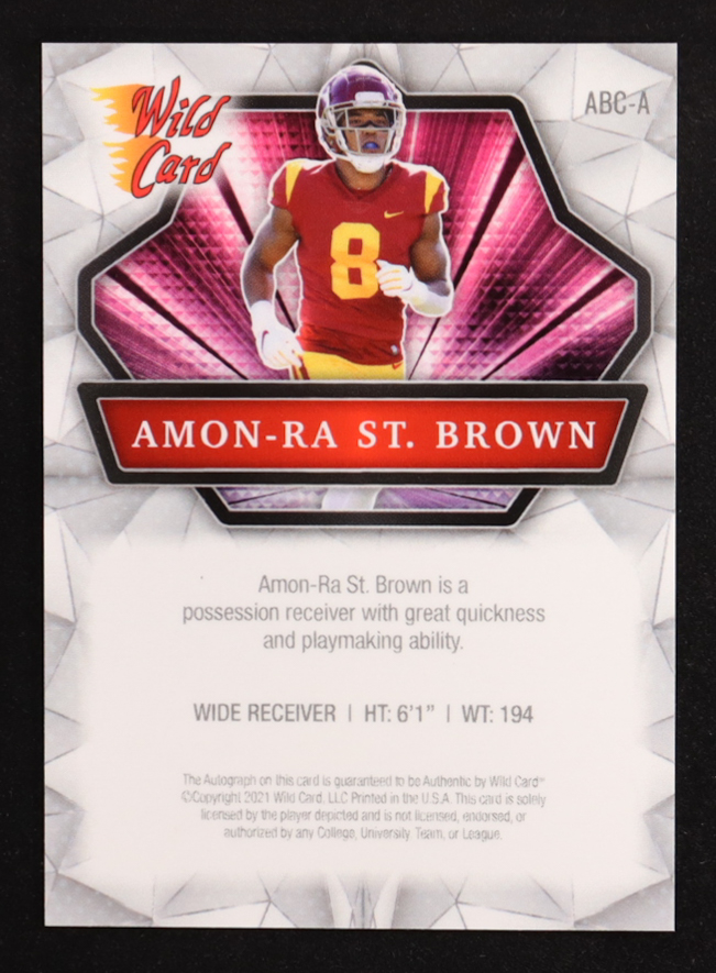 Amon-Ra St. Brown 2021 Wild Card Alumination Autographs #ABCA RC at PristineAuction.com Amon-Ra St. Brown 2021 Wild Card Alumination Autographs #ABCA RC at PristineAuction.com