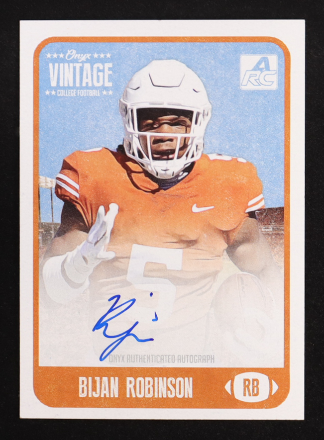 Bijan Robinson 2021 Onyx Vintage College Autographs Blue #CABI EXCH RC at PristineAuction.com Bijan Robinson 2021 Onyx Vintage College Autographs Blue #CABI EXCH RC at PristineAuction.com