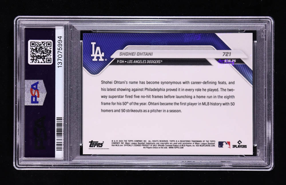 Shohei Ohtani 2025 Topps Now #721 (PSA 10) at PristineAuction.com Shohei Ohtani 2025 Topps Now #721 (PSA 10) at PristineAuction.com