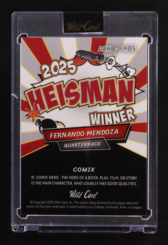 Fernando Mendoza 2025 Wild Card Comix Heisman Disco Ball #ACHO-FM05 #4/4 RC at PristineAuction.com Fernando Mendoza 2025 Wild Card Comix Heisman Disco Ball #ACHO-FM05 #4/4 RC at PristineAuction.com