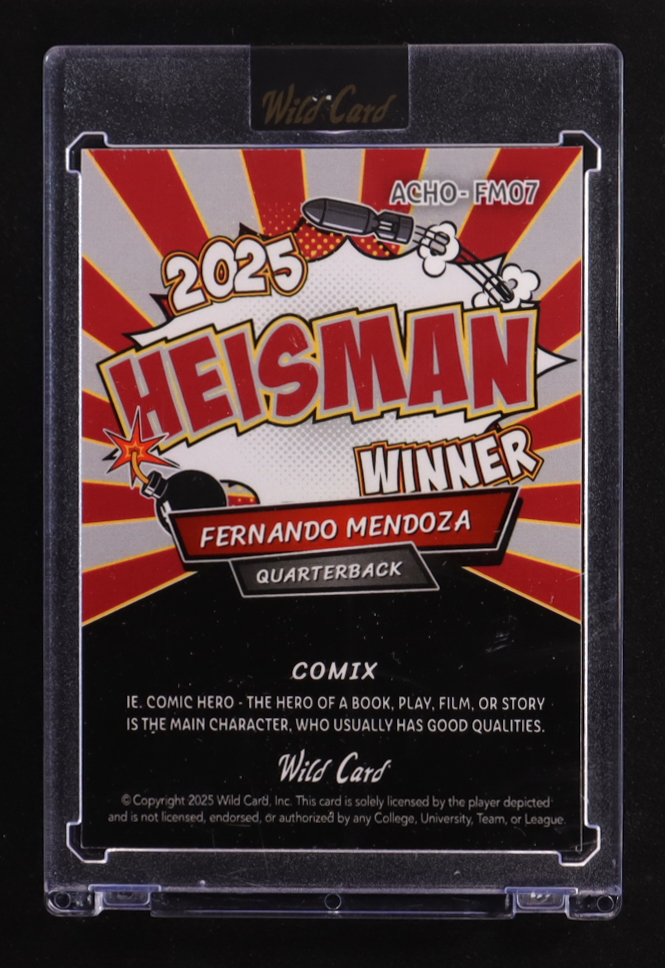 Fernando Mendoza 2025 Wild Card Comix Heisman Mojo #ACHO-FM07 #2/3 RC at PristineAuction.com Fernando Mendoza 2025 Wild Card Comix Heisman Mojo #ACHO-FM07 #2/3 RC at PristineAuction.com