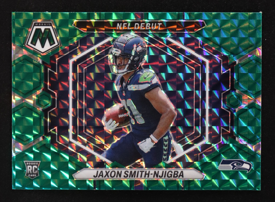 Jaxon Smith-Njigba 2023 Panini Mosaic NFL Debut Mosaic Green #12 RC at PristineAuction.com Jaxon Smith-Njigba 2023 Panini Mosaic NFL Debut Mosaic Green #12 RC at PristineAuction.com