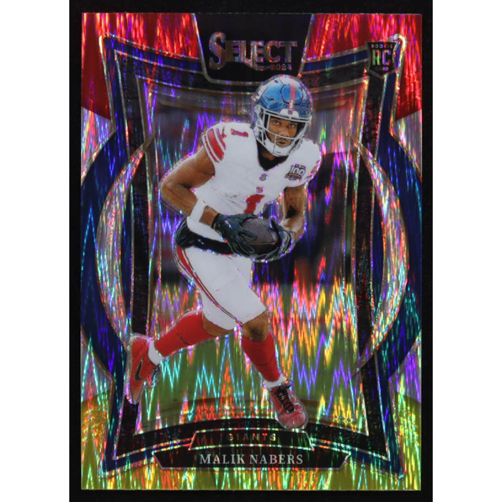 Malik Nabers 2024 Select Prizm Red and Yellow Shock #29 RC at PristineAuction.com