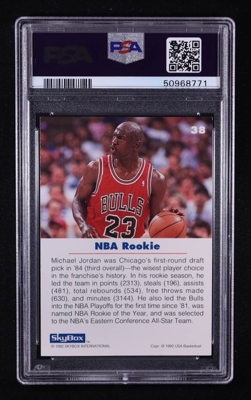 Michael Jordan 1992 SkyBox USA #38 / NBA Rookie (PSA 9) at PristineAuction.com Michael Jordan 1992 SkyBox USA #38 / NBA Rookie (PSA 9) at PristineAuction.com