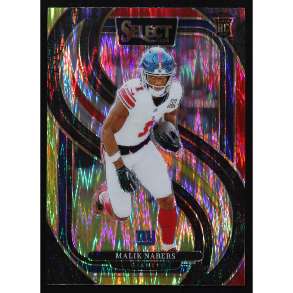 Malik Nabers 2024 Select Prizm Red and Yellow Shock #116 RC at PristineAuction.com