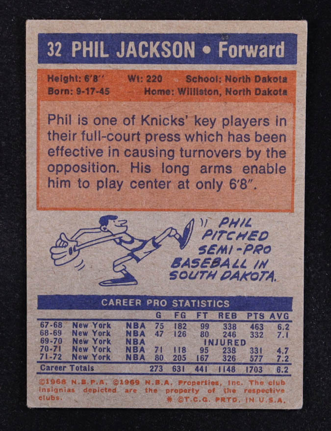 Phil Jackson 1972-73 Topps #32 RC at PristineAuction.com Phil Jackson 1972-73 Topps #32 RC at PristineAuction.com