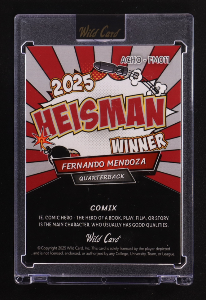 Fernando Mendoza 2025 Wild Card Comix Heisman #ACHO-FM011 #4/5 RC at PristineAuction.com Fernando Mendoza 2025 Wild Card Comix Heisman #ACHO-FM011 #4/5 RC at PristineAuction.com