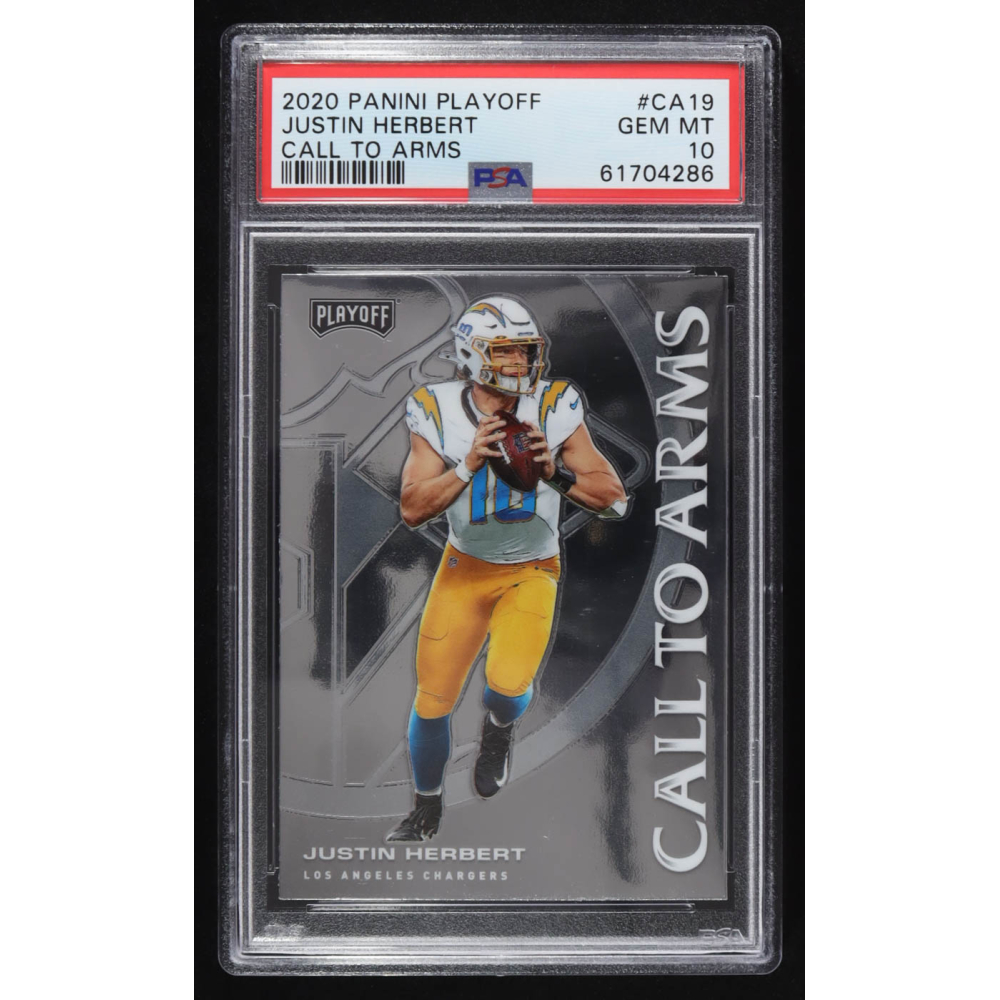 Justin Herbert 2020 Panini Playoff Call To Arms #CA-19 RC (PSA 10) at PristineAuction.com