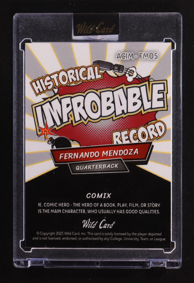 Fernando Mendoza 2025 Wild Card Comix Improbable Disco Ball #ACIM-FM05 #4/4 RC at PristineAuction.com Fernando Mendoza 2025 Wild Card Comix Improbable Disco Ball #ACIM-FM05 #4/4 RC at PristineAuction.com