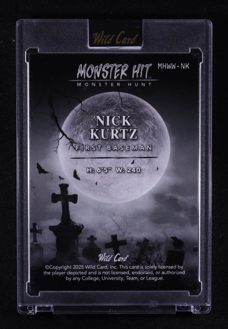 Nick Kurtz 2025 Wild Card Monster Hit Monster Hunt Werewolf Green Scope #NK RC #1/1 at PristineAuction.com Nick Kurtz 2025 Wild Card Monster Hit Monster Hunt Werewolf Green Scope #NK RC #1/1 at PristineAuction.com