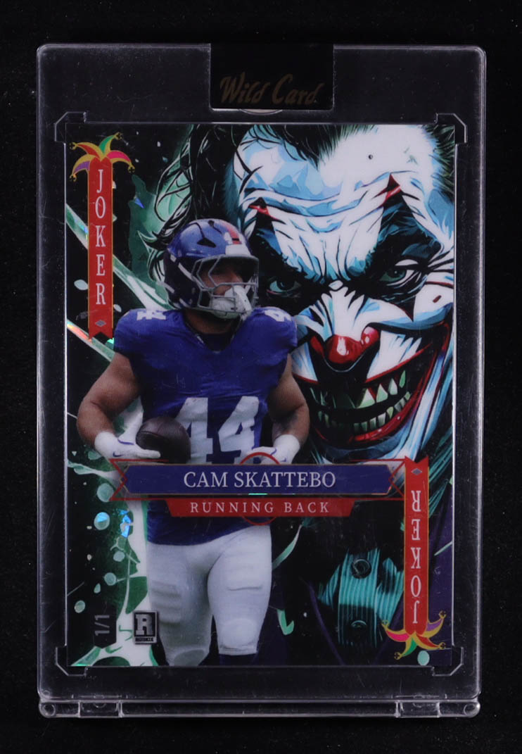 Cam Skattebo 2025 Wild Card Jokers Wild Crystal Black #CSNk06 RC #1/1 at PristineAuction.com Cam Skattebo 2025 Wild Card Jokers Wild Crystal Black #CSNk06 RC #1/1 at PristineAuction.com