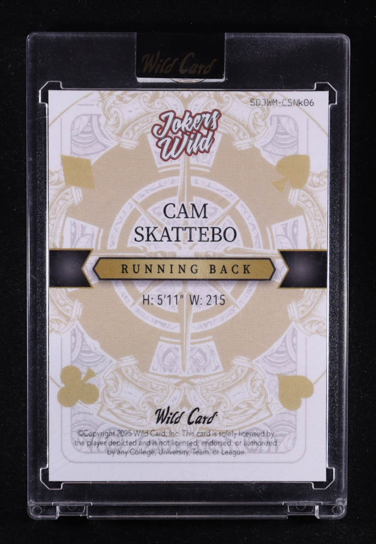 Cam Skattebo 2025 Wild Card Jokers Wild Crystal Black #CSNk06 RC #1/1 at PristineAuction.com Cam Skattebo 2025 Wild Card Jokers Wild Crystal Black #CSNk06 RC #1/1 at PristineAuction.com