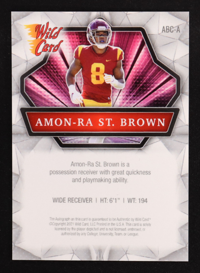 Amon-Ra St. Brown 2021 Wild Card Alumination Autographs #ABCA RC at PristineAuction.com Amon-Ra St. Brown 2021 Wild Card Alumination Autographs #ABCA RC at PristineAuction.com