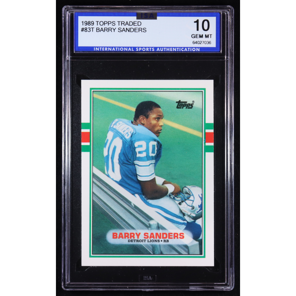 Barry Sanders 1989 Topps Traded #83T RC (ISA 10) at PristineAuction.com
