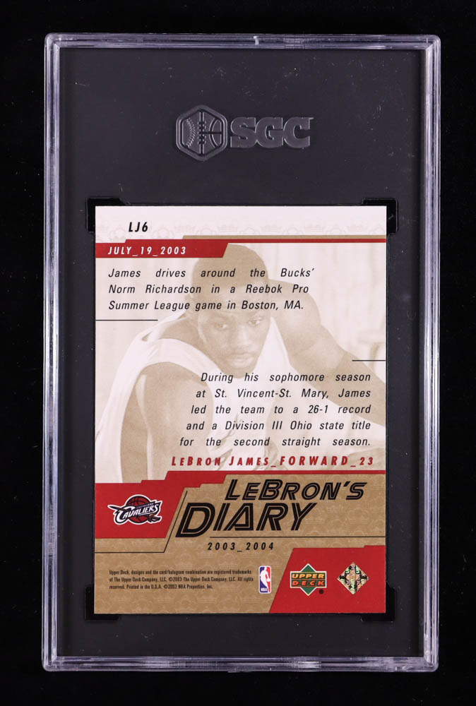 LeBron James 2003-04 Upper Deck LeBron's Diary #LJ6 RC (SGC 9.5) at PristineAuction.com LeBron James 2003-04 Upper Deck LeBron's Diary #LJ6 RC (SGC 9.5) at PristineAuction.com