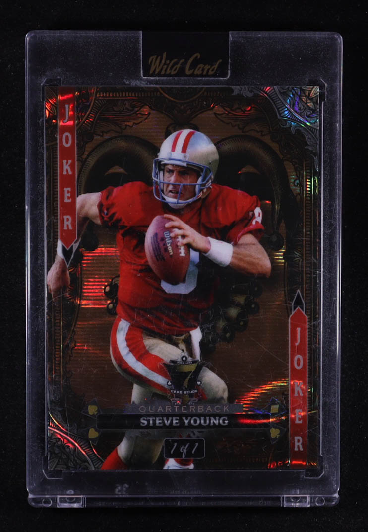 Steve Young 2024 Wild Card 7 Card Studs Joker Bronze Lava #SY #1/1 at PristineAuction.com Steve Young 2024 Wild Card 7 Card Studs Joker Bronze Lava #SY #1/1 at PristineAuction.com