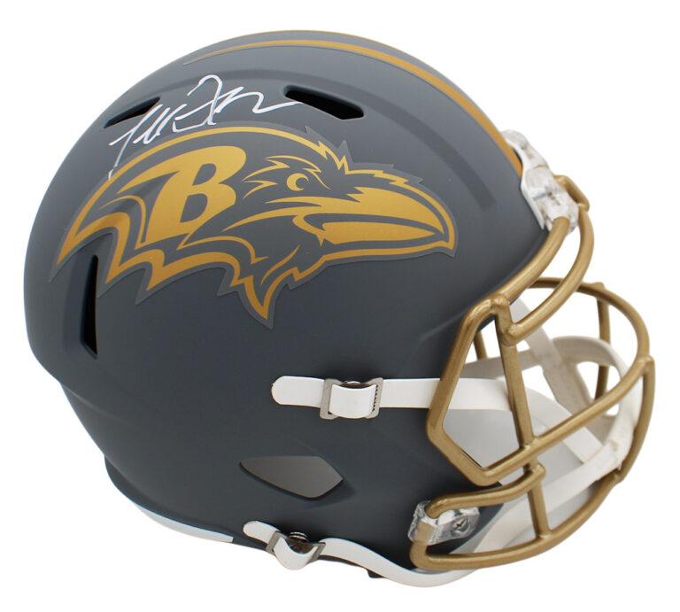 Terrell Suggs Signed Ravens Full-Size Slate Alternate Speed Helmet (Beckett) at PristineAuction.com Terrell Suggs Signed Ravens Full-Size Slate Alternate Speed Helmet (Beckett) at PristineAuction.com