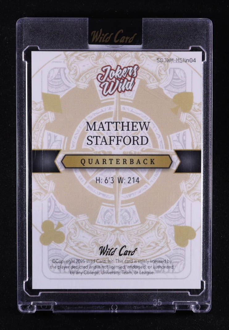 Matthew Stafford 2025 Wild Card Jokers Wild Black Scope #MSNn04 #1/1 at PristineAuction.com Matthew Stafford 2025 Wild Card Jokers Wild Black Scope #MSNn04 #1/1 at PristineAuction.com