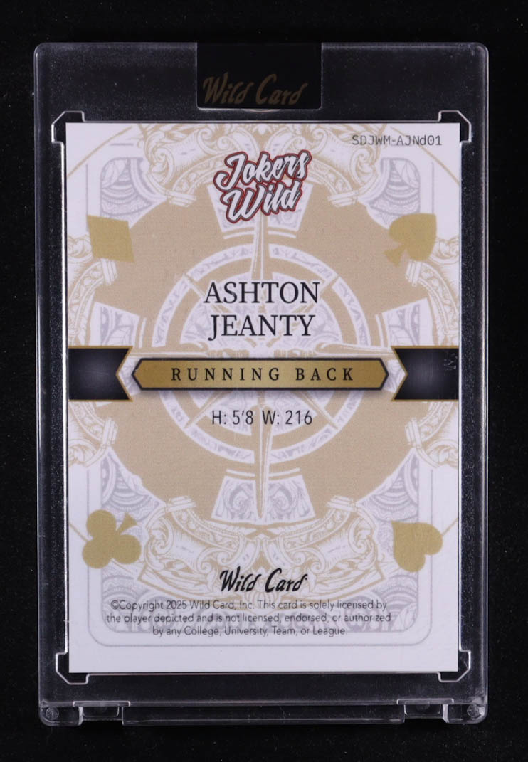 Ashton Jeanty 2025 Wild Card Jokers Wild Black Scope #AJNd01 RC #1/1 at PristineAuction.com Ashton Jeanty 2025 Wild Card Jokers Wild Black Scope #AJNd01 RC #1/1 at PristineAuction.com