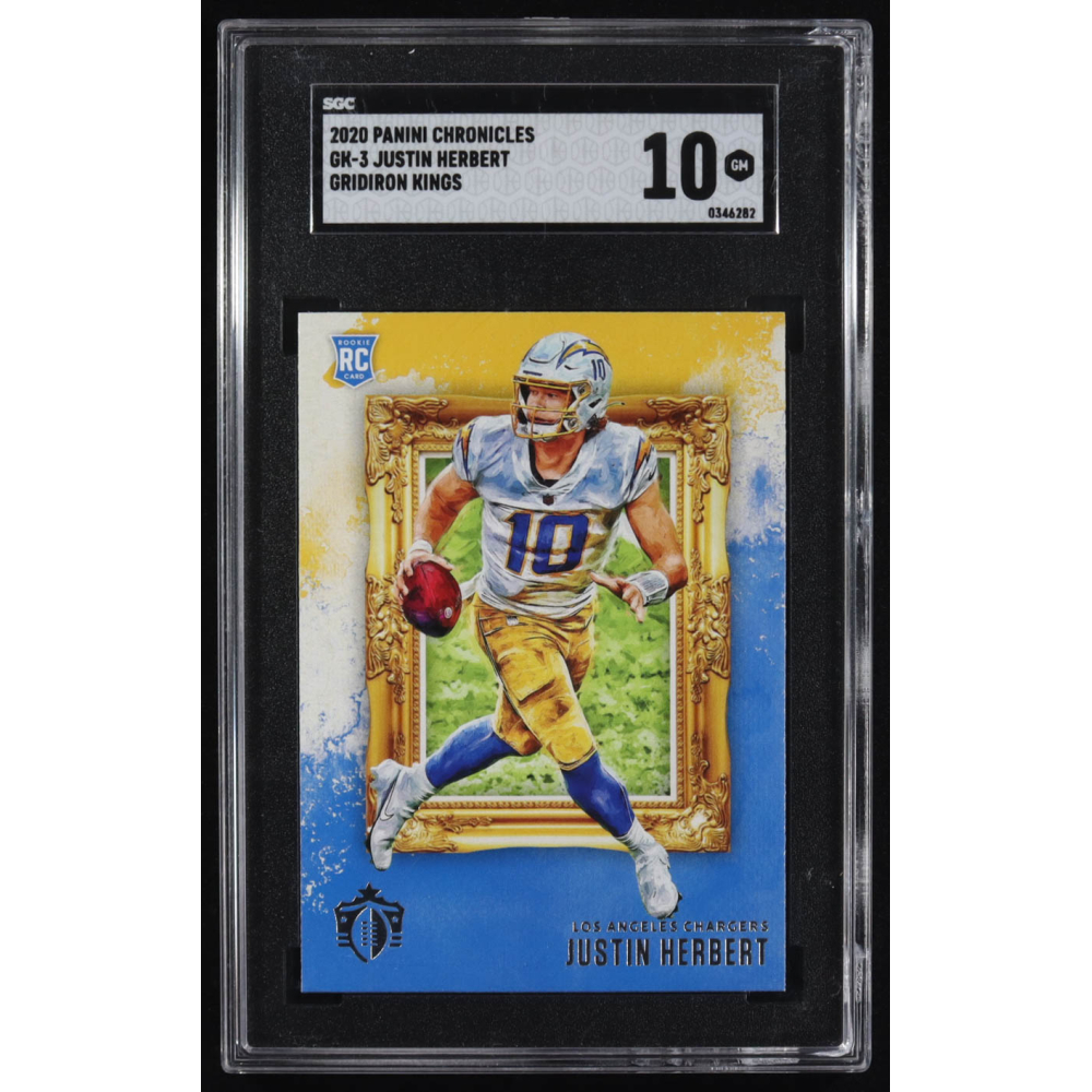 Justin Herbert 2020 Panini Chronicles Gridiron Kings #GK-3 RC (SGC 10) at PristineAuction.com