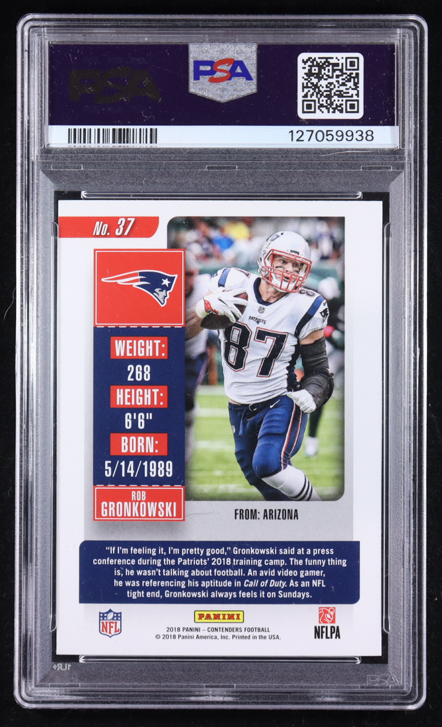 Rob Gronkowski 2018 Panini Contenders #37 (PSA 10) at PristineAuction.com Rob Gronkowski 2018 Panini Contenders #37 (PSA 10) at PristineAuction.com