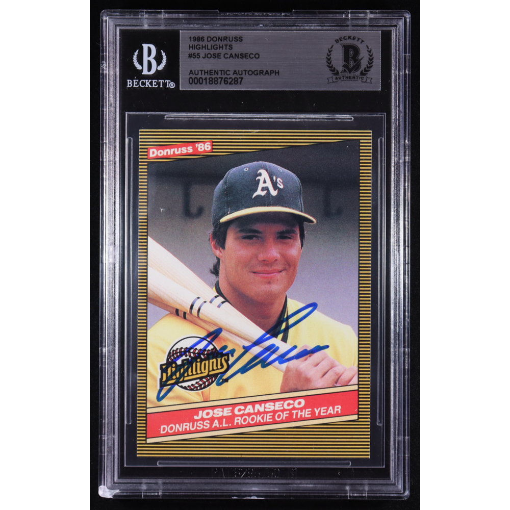 Jose Canseco Signed 1986 Donruss Highlights #55 (BGS | Autograph Graded Authetnic) at PristineAuction.com
