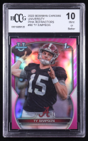 Ty Simpson 2022 Bowman Chrome University Pink Refractors #80 (BCCG 10) at PristineAuction.com