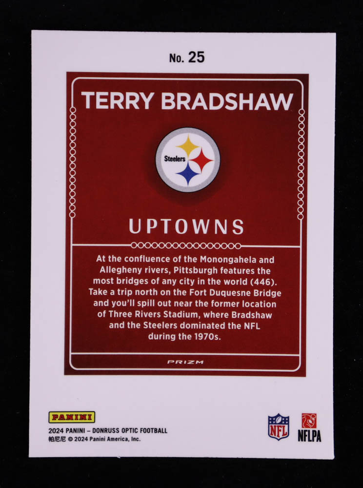 Terry Bradshaw 2024 Donruss Optic Uptowns #25 at PristineAuction.com Terry Bradshaw 2024 Donruss Optic Uptowns #25 at PristineAuction.com